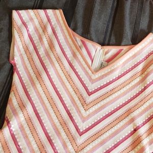 Coral Sequin Chevron Top St. John 12